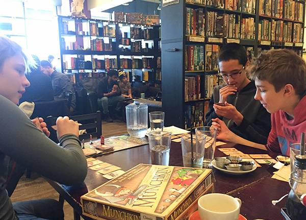 Kids playing a board game